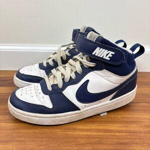 Nike Kids' Court Borough Mid 2 Sneakers White & Navy Size 5 Big Kids